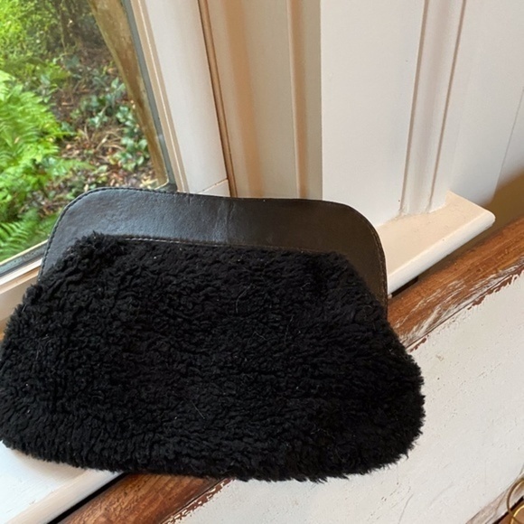 Anthropologie Black Sherpa Gold Beaded Clutch - Picture 3 of 5